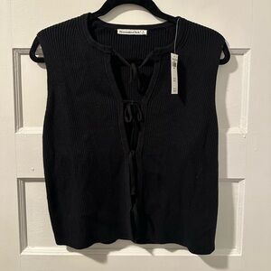 Abercrombie & Fitch Black Tie-Front Blouse